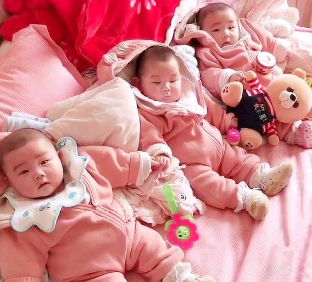 自然孕育多胞胎几率低，家有三胞胎是啥感受？三人互掐欢乐多！