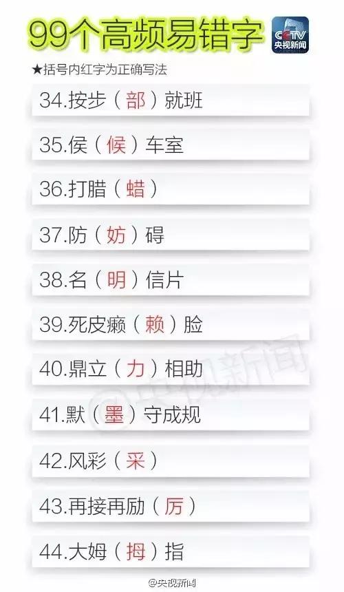 【孩子思维力训练】99个最容易写错的字，看看孩子有几个中招！