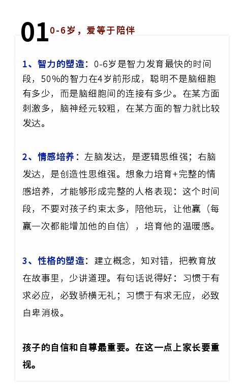 0-6岁的爱=陪伴，6-12岁的爱=教练，12-18岁的爱=尊重