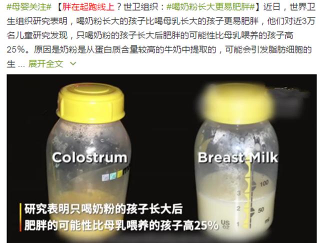 胖在起跑线上？世卫组织：只喝奶粉长大的娃，可能更容易变得肥胖