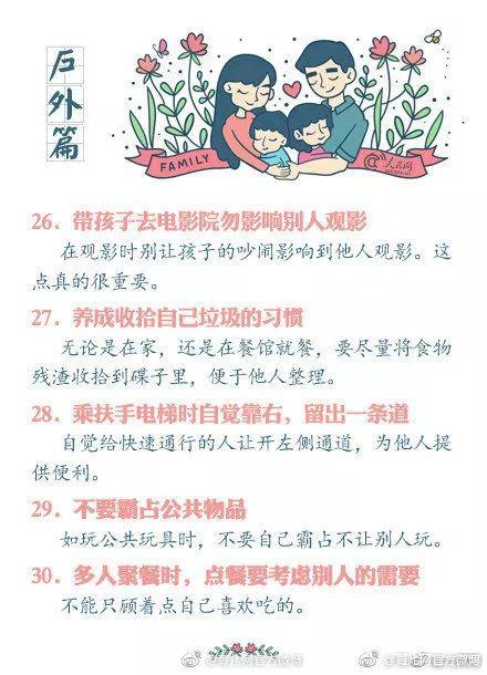 转给新手爸妈！应教会孩子的40条教养礼仪