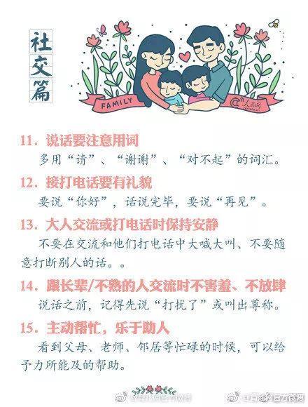 转给新手爸妈！应教会孩子的40条教养礼仪