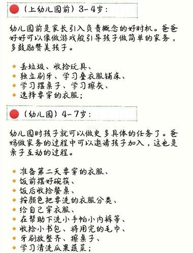 儿童做家务的年龄对照表