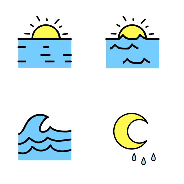 各种萌萌的天气简笔画小素材，拿去画吧