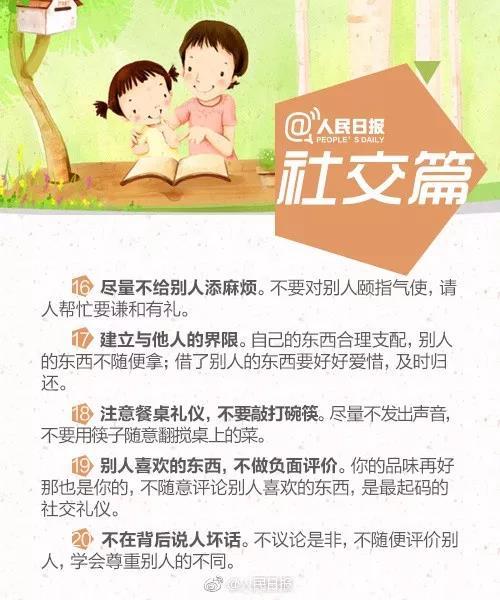 人民日报总结40条教养礼仪，请在暑假教给孩子，让孩子更有教养