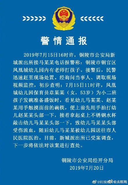幼儿饭前摸碗被打流血 保育员竟用不锈钢杯敲击幼儿头部