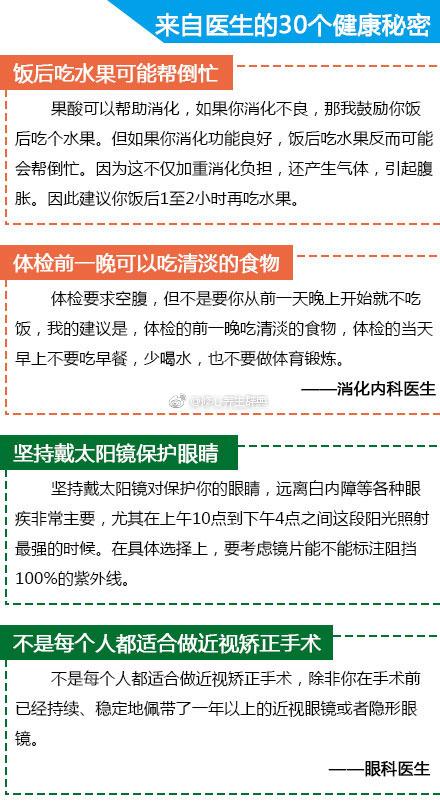 不得不看！来自医生的30个健康“秘密”，你知道多少？