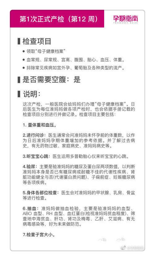 产检科普：40周12次产检注意事项一览表，很实用！准爸准妈收藏吧