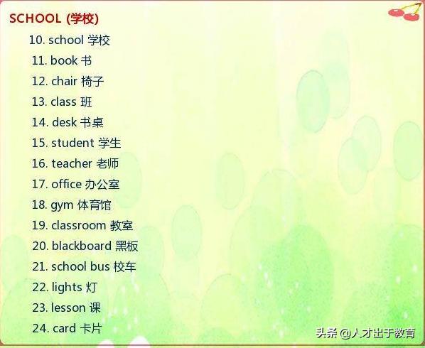 英语学霸分享：小学6年常考单词系统分类，老师赞“真的太全了”
