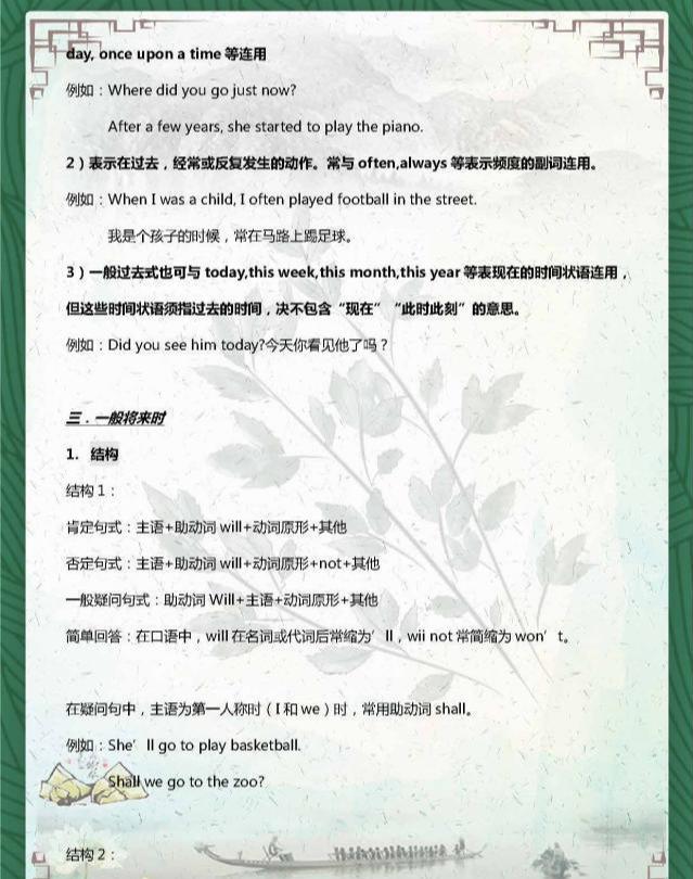 初中英语语法八大时态总结，中考必考，从初一就要学好