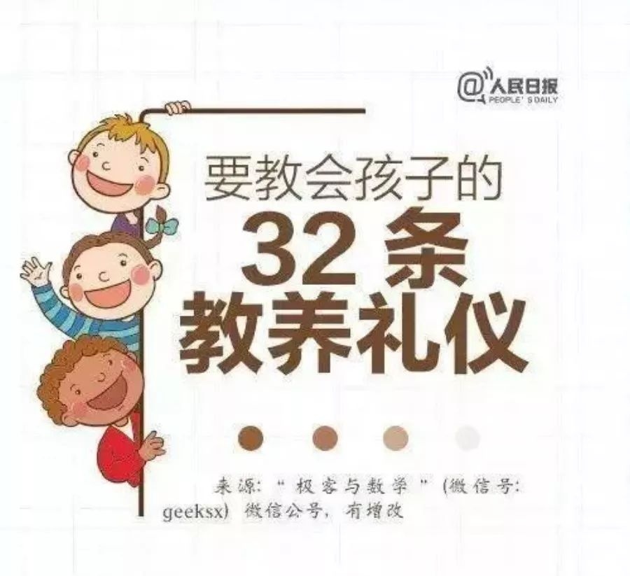 读好文丨人民日报教给孩子的32条教养礼仪，请转给家长和孩子