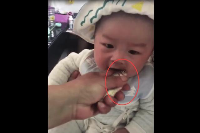 老人给百天的孩子过“开荤”习俗，把妈妈气得掉眼泪