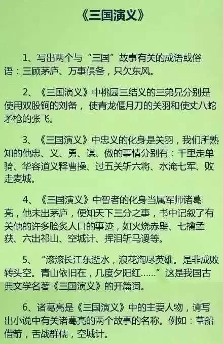 《四大名著》考点全在这！这90题，非常经典，从小学到初中都在考