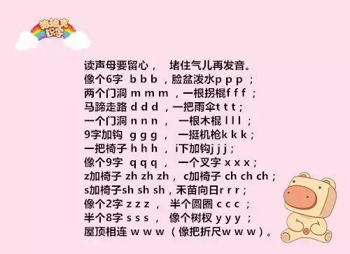 简单好记的儿歌，快速掌握拼音技巧，适合幼儿园大班和一年级孩子