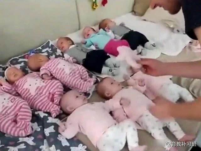 兄弟三人都生了三胞胎，九个娃摆在一起太霸气，直接开个幼儿园吧