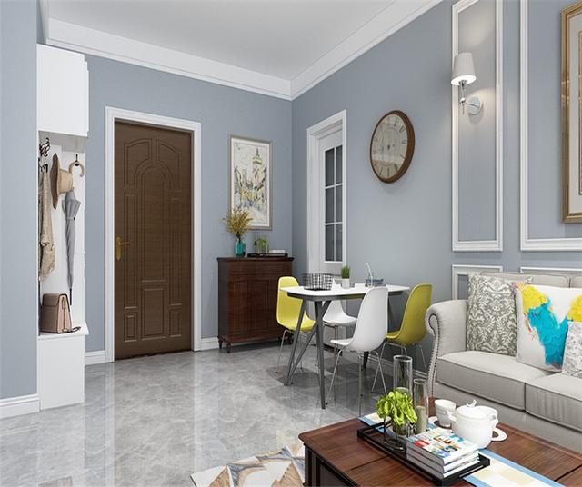 青灰色的背景墙搭配各种细节处的收纳,把整个小户型布置的非常微信.