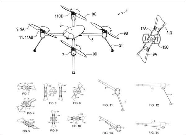 专利中描述和说明的无人机与dji mavic pro有不少相似之处.