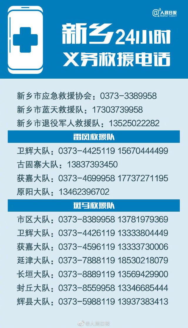 河南新乡发布暴雨红色预警,请扩散救援电话